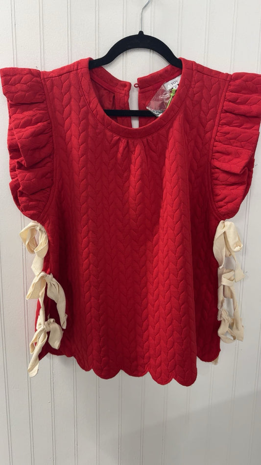 Red Quilted Tie Detail Top
