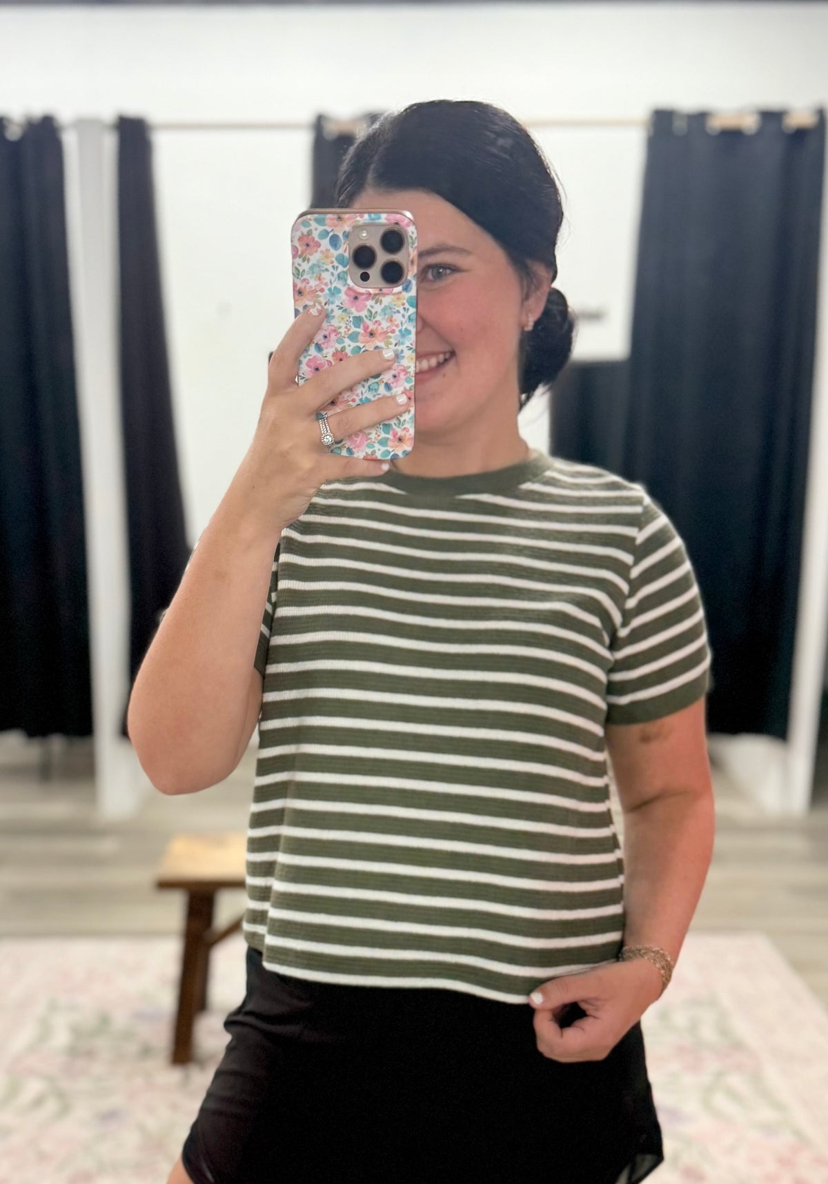 Olive Stripe Cloudy Knit Top