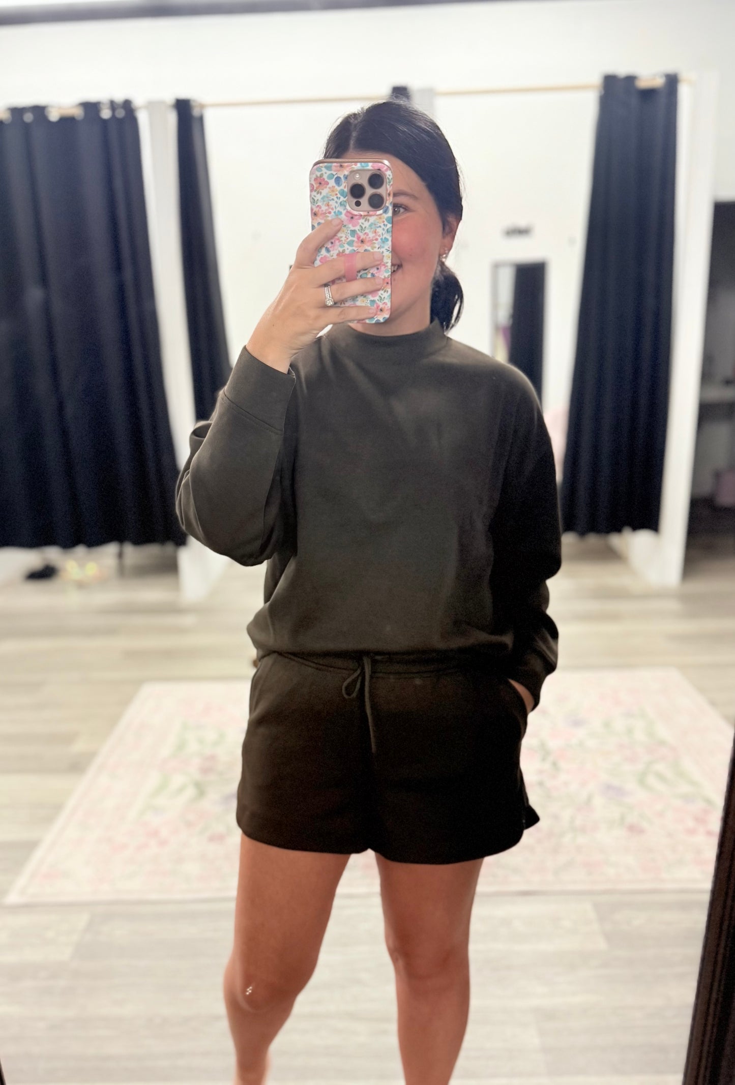 Brown Scuba Pullover Short Set