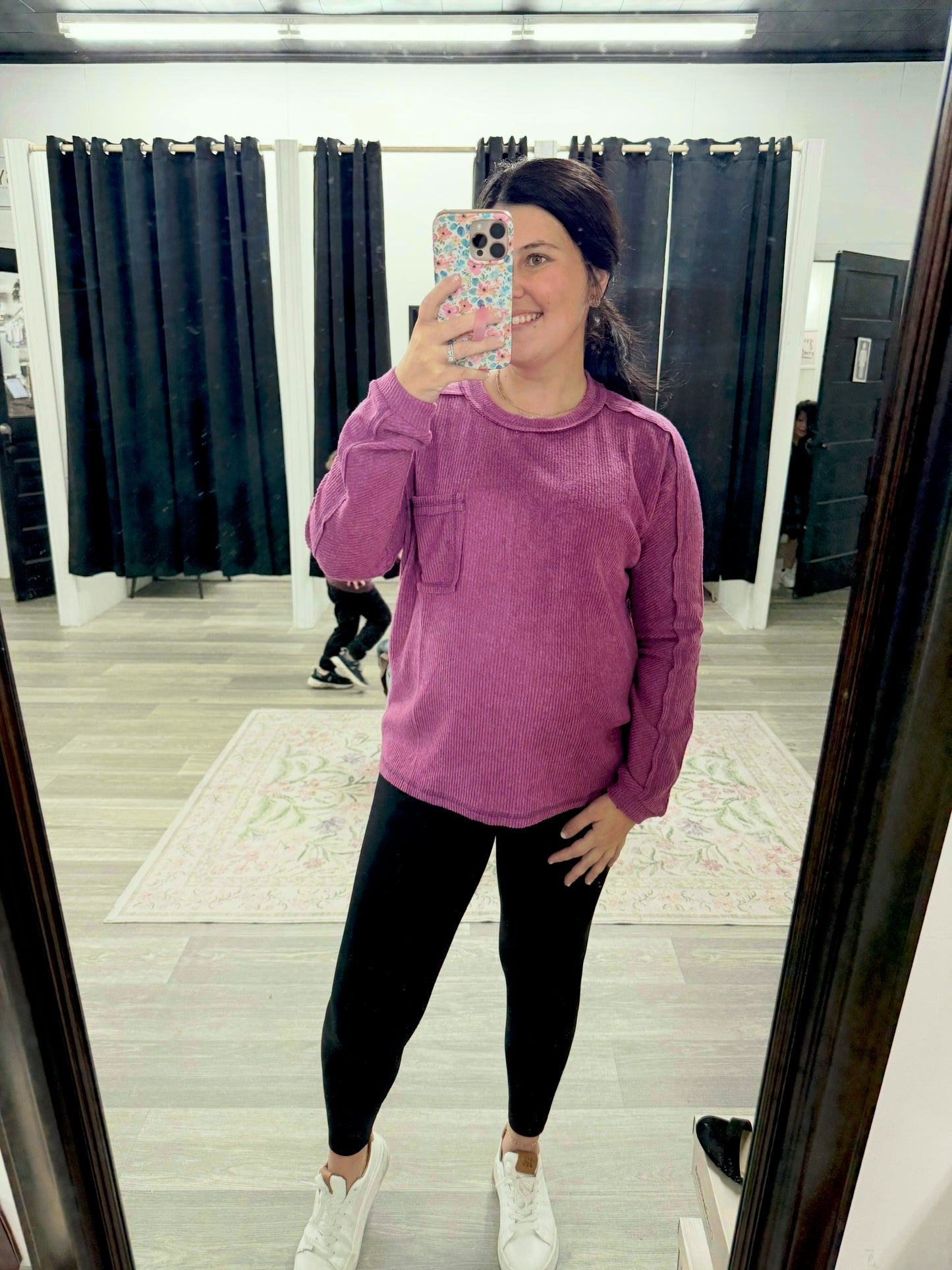 Brushed Ribbed Round Neck Top