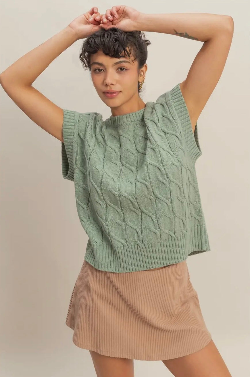 Sage Short Sleeve Sweater Top