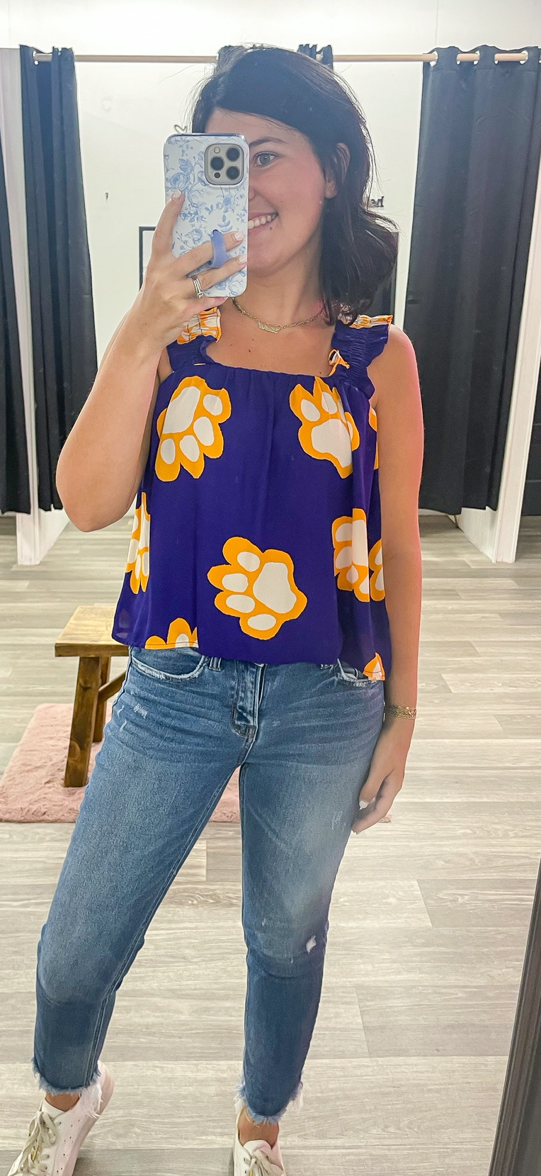 Purple & Gold Paw Print Swing Tank