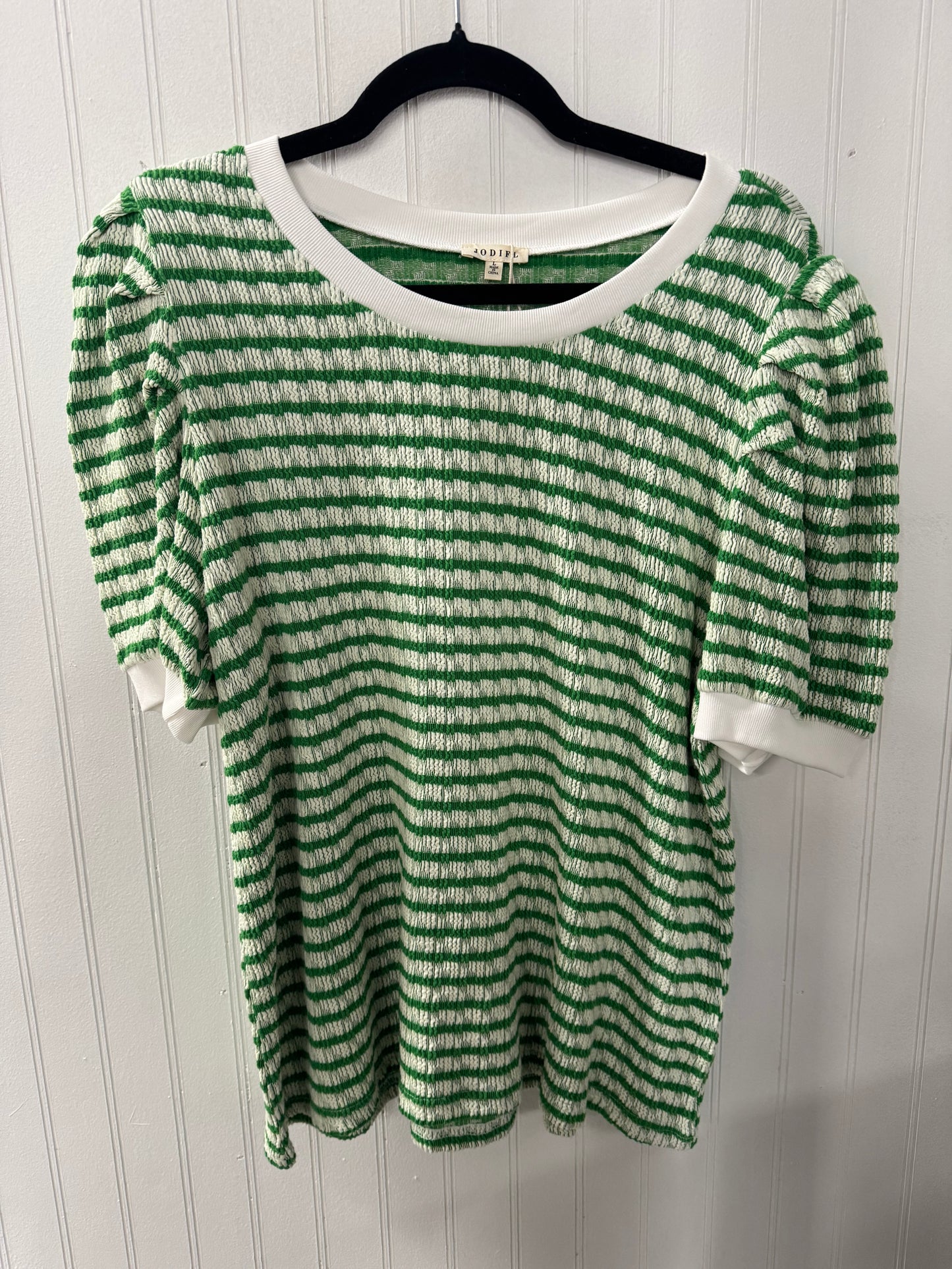 Green Striped Puff Sleeve Top