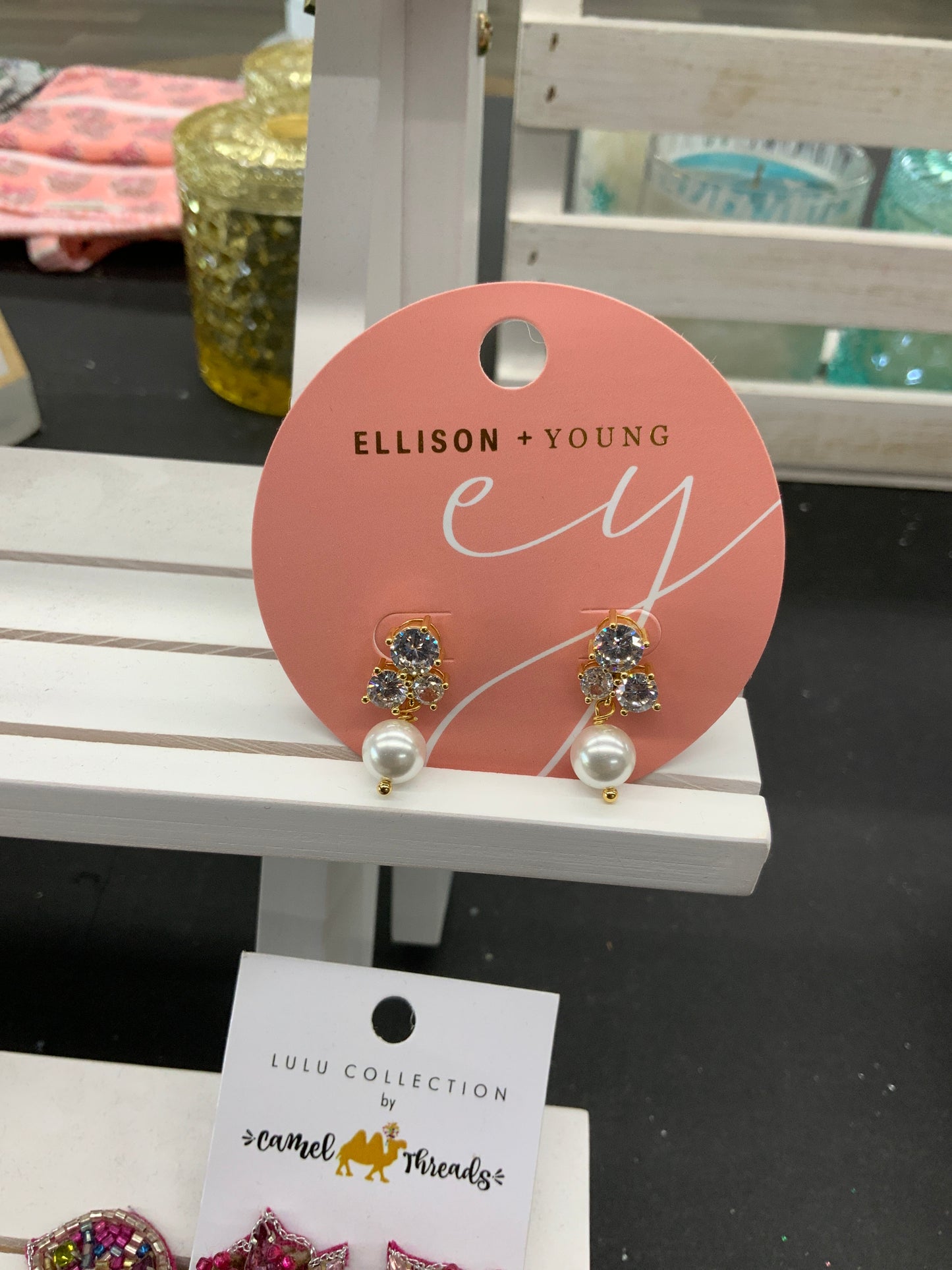 Golden Sparkle Pearl Drop Earrings