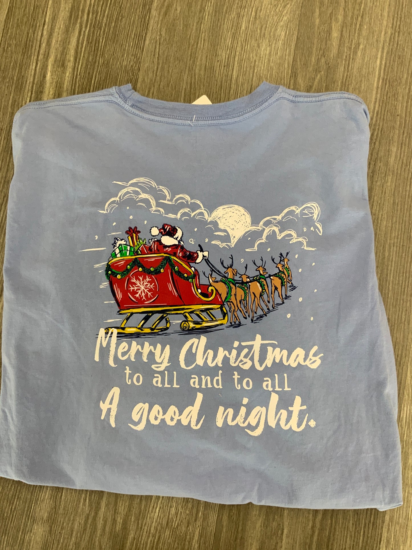 Blue Long Sleeve Santa Tee