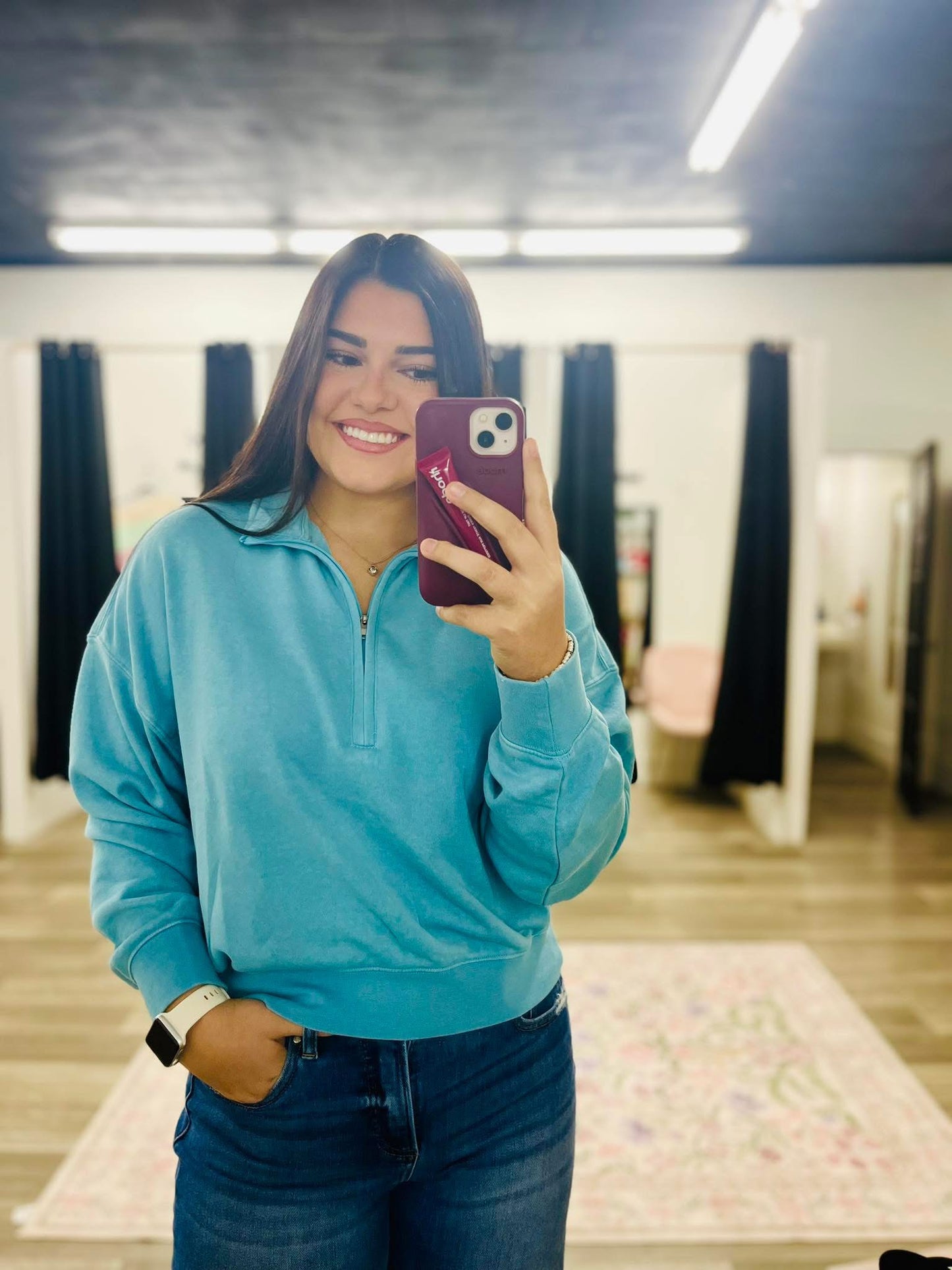 Sky Blue Half Zip Sweatshirt