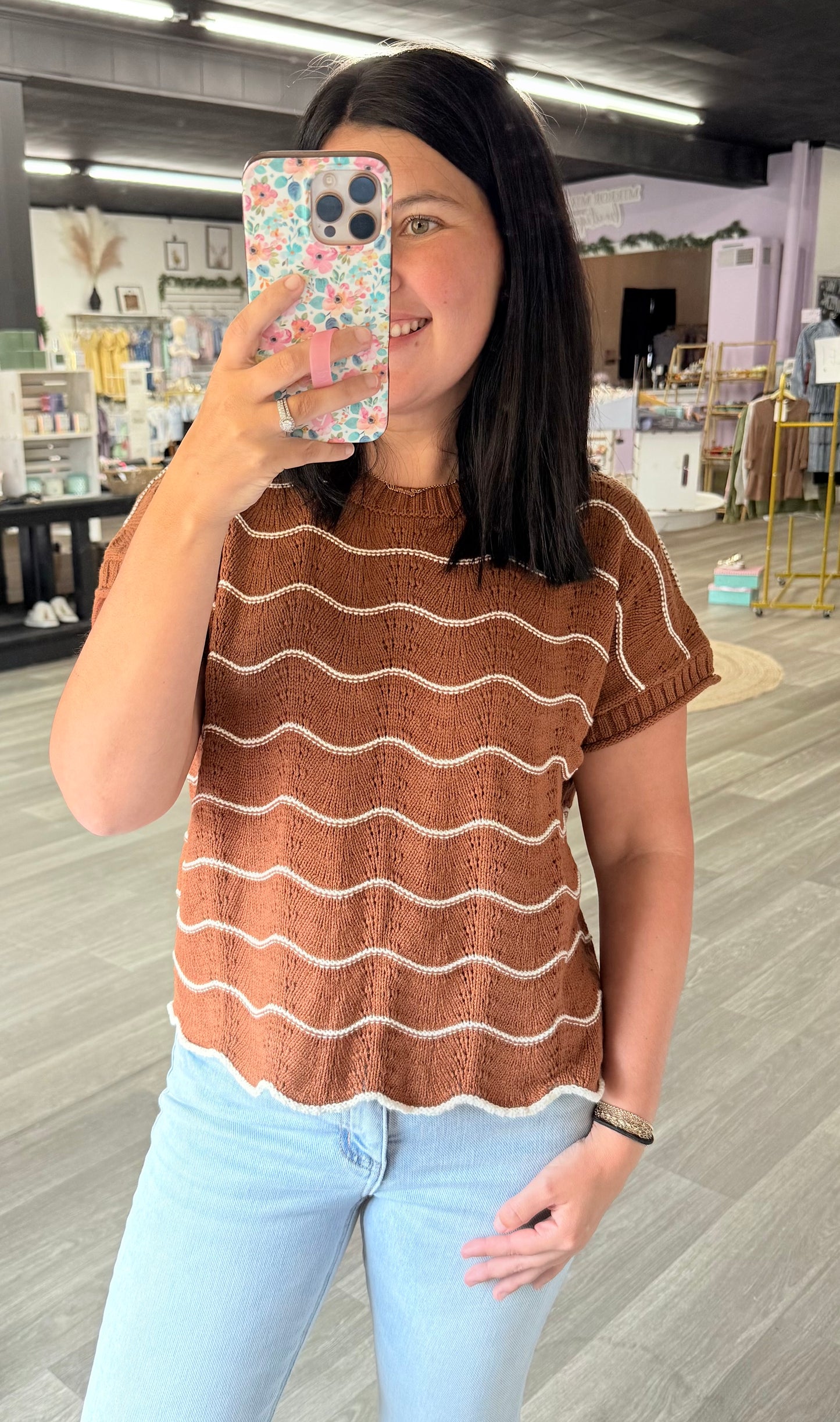 Caramel Scalloped Detail Top