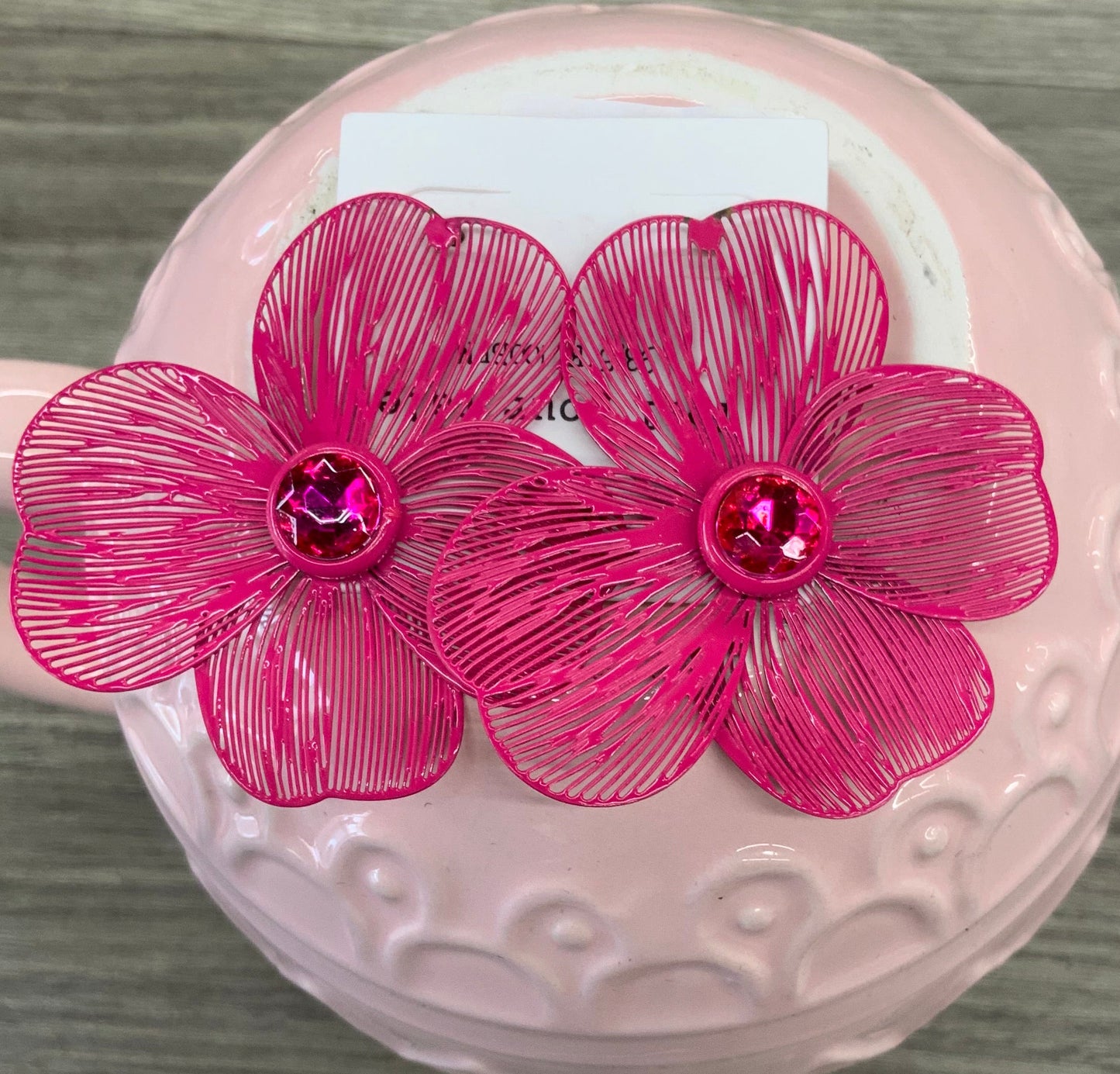 Dark Pink Flower Earrings