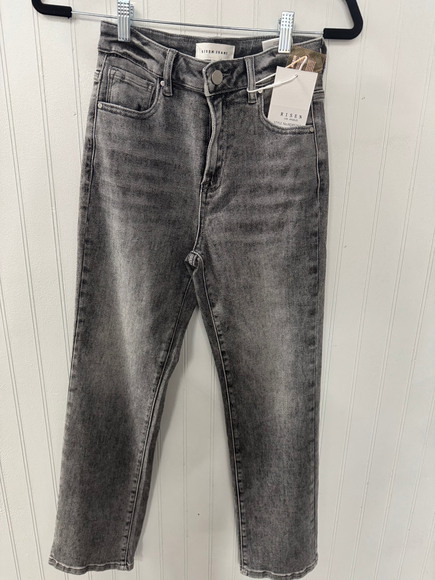 Grey High Rise Crop Jeans