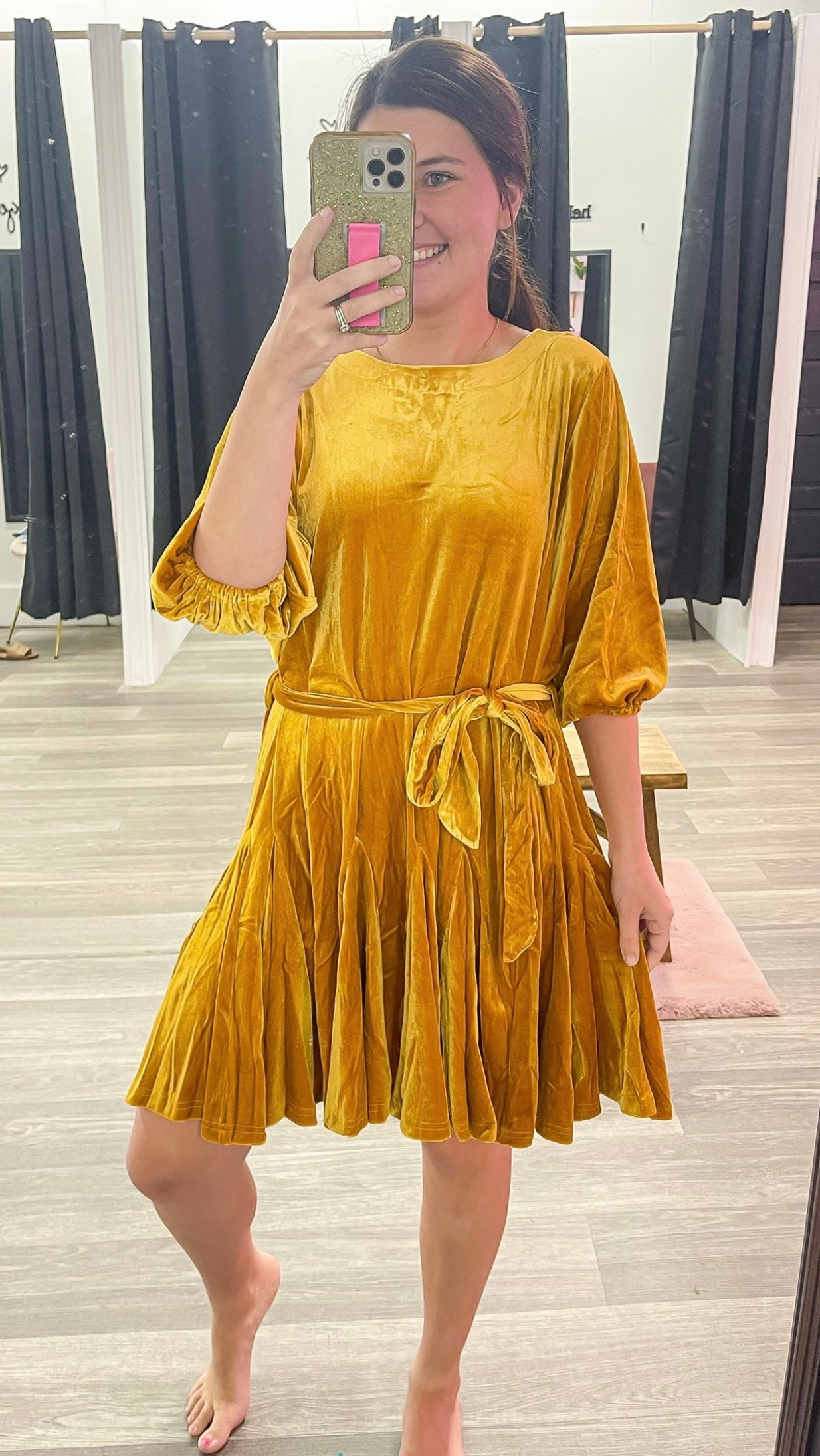 Gold Velvet Dress