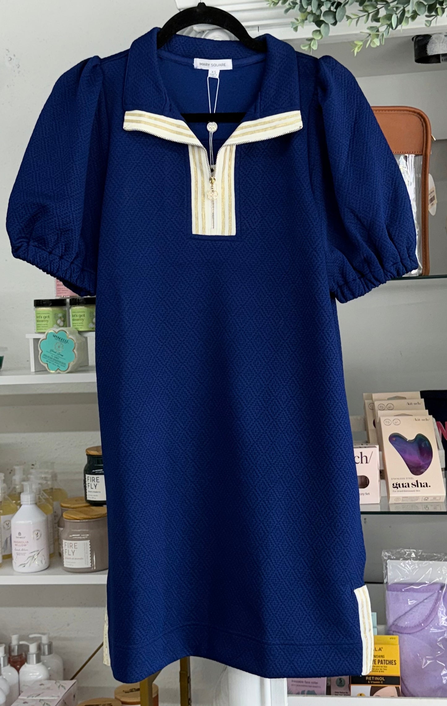Andie Navy & Gold Dress