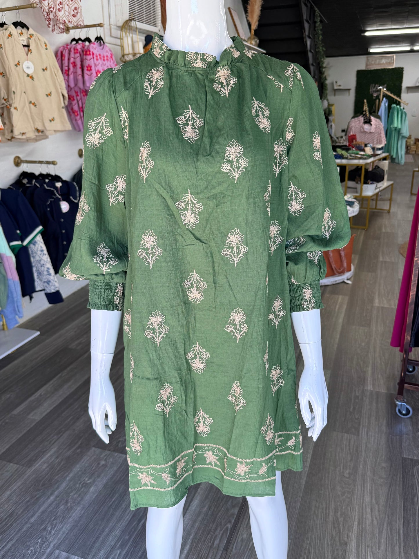 Green Embroidered Dress