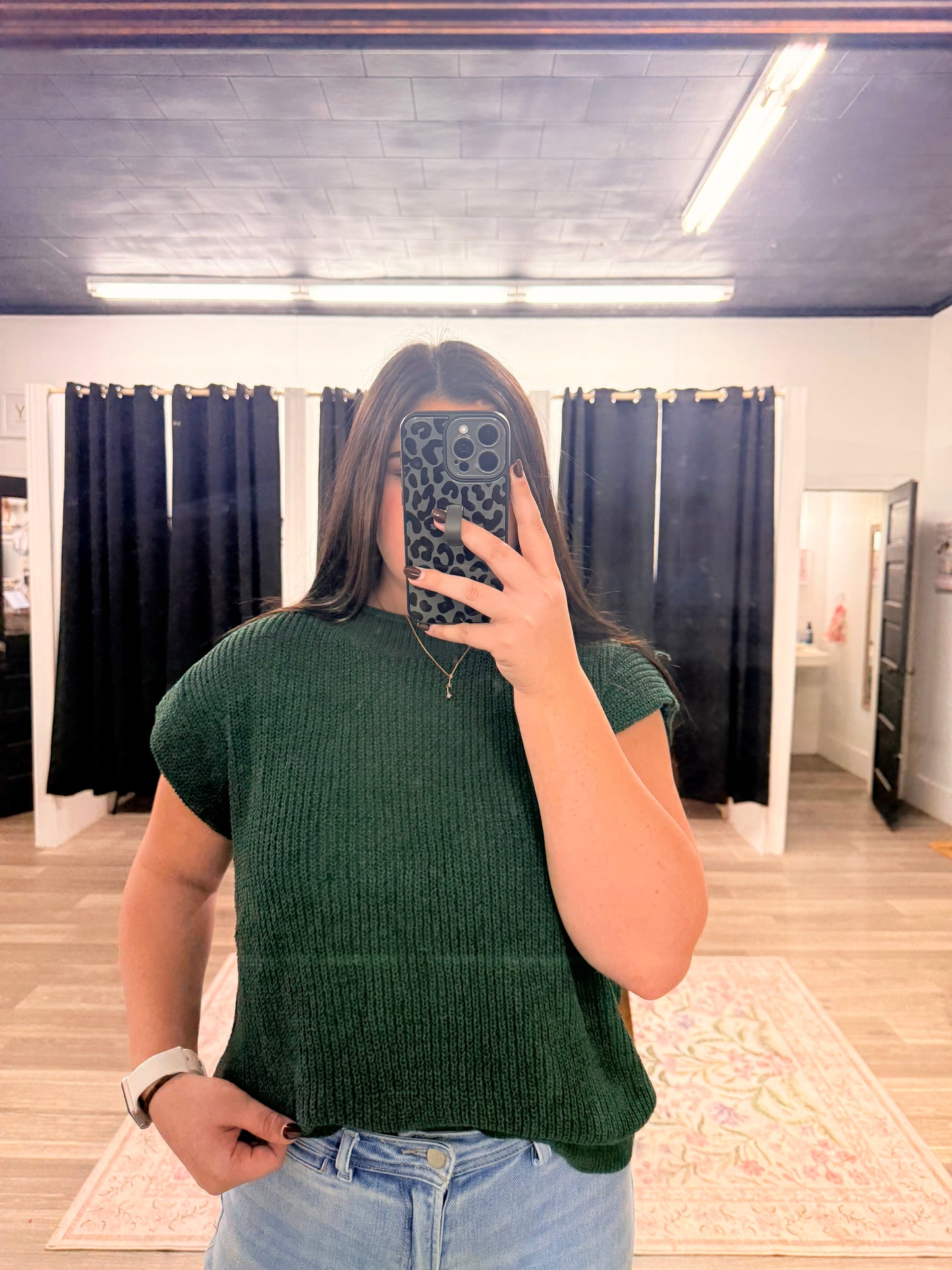 Forest Green Sweater Knit Top