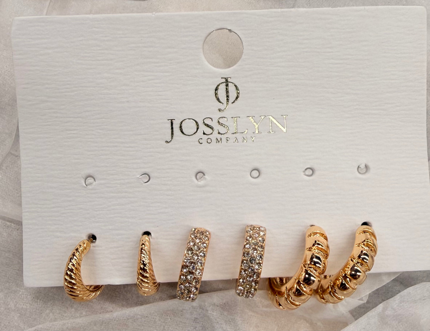 Textured & Rhinestone Earrings Set