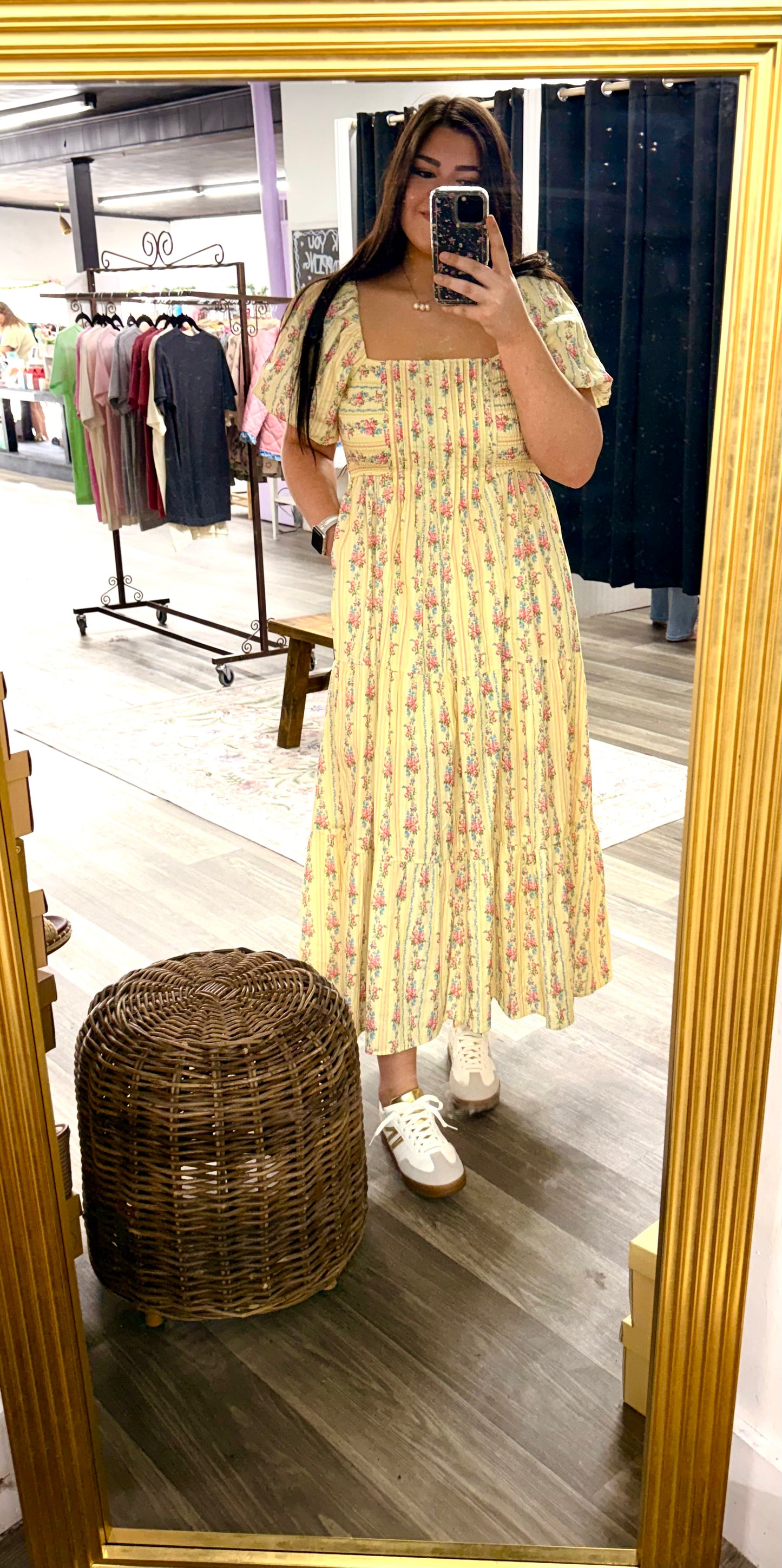 Yellow Multi Floral Midi Dress