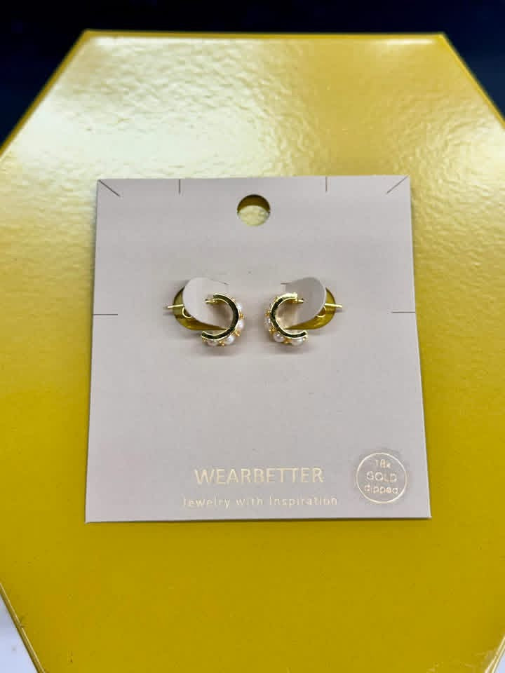 Pearl Studded Hoop Earrings