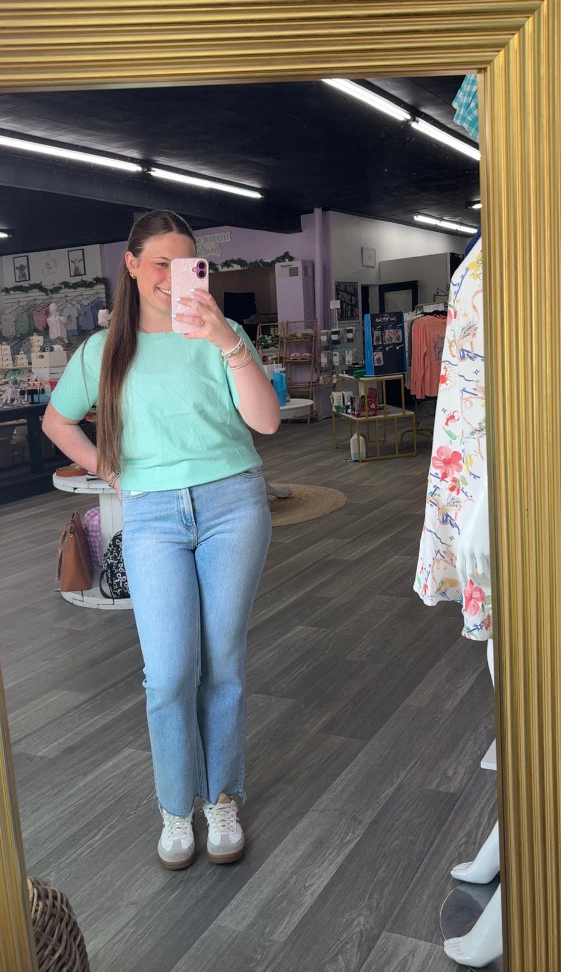 Mint Diamond Detail Top