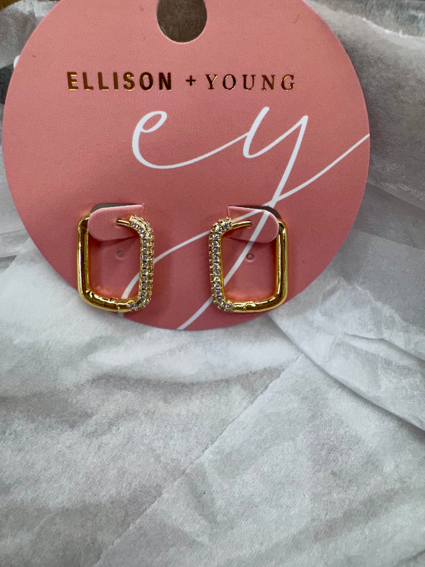 Rectangle Gold Dangle Earrings