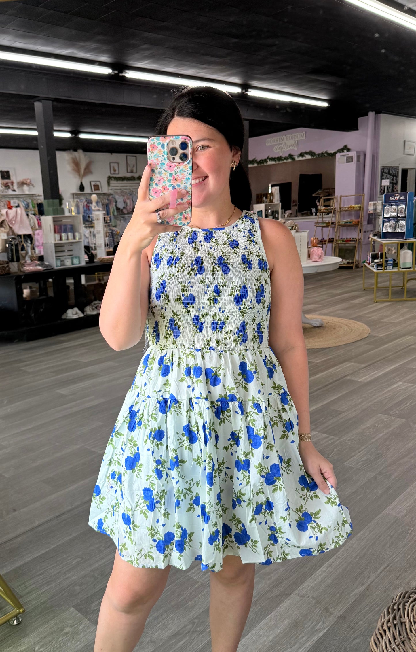 Blue & Ivory Floral Dress
