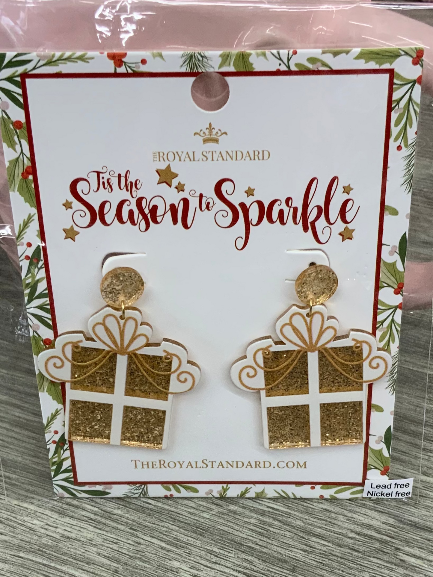 Christmas Gold Present Earrings