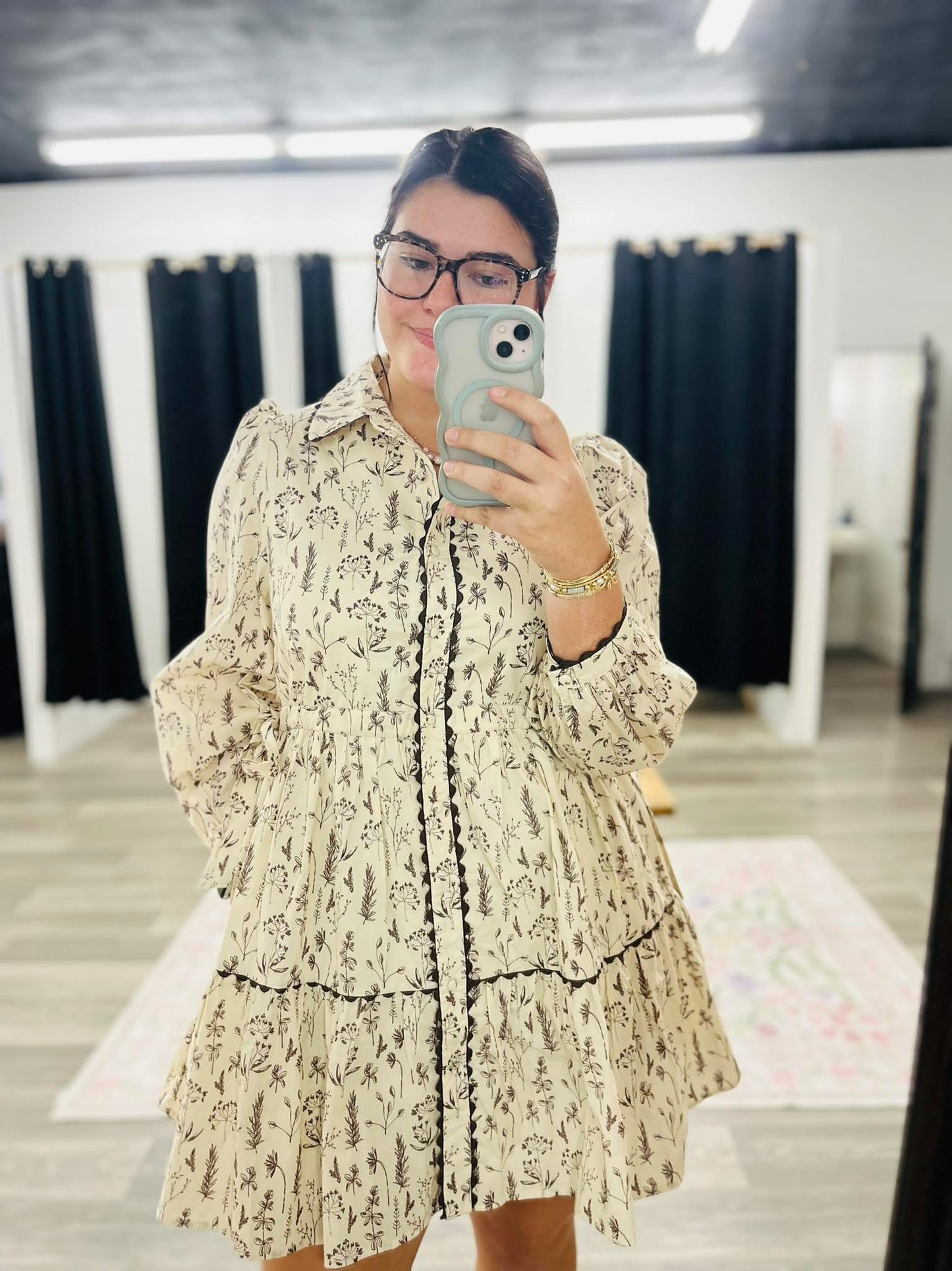 Natural Scalloped Detail Dress