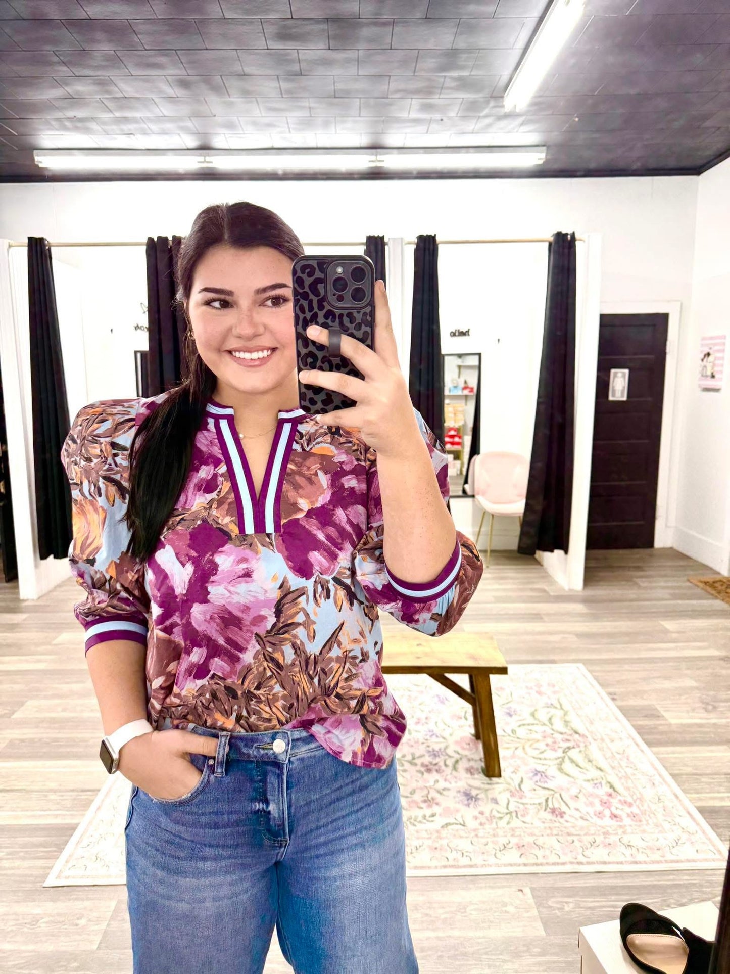 Plum Floral Detail Top