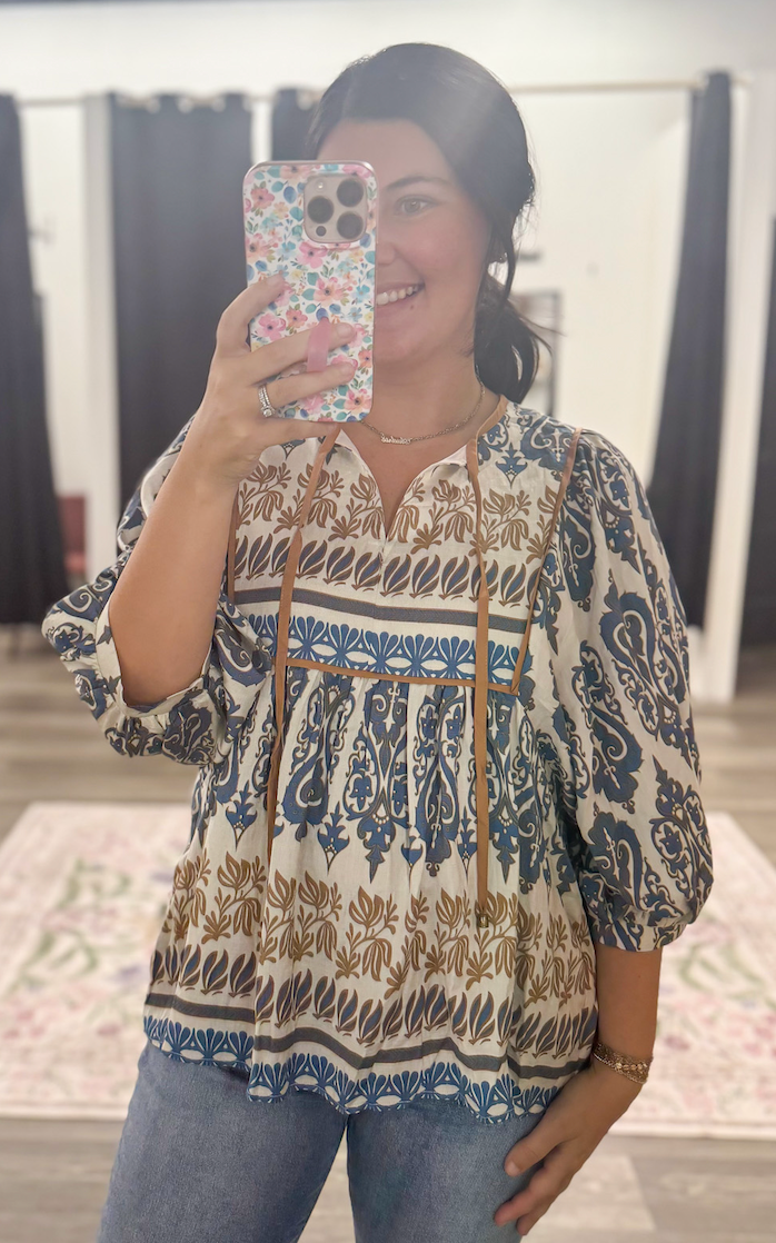 Slate Me Away Tie Top