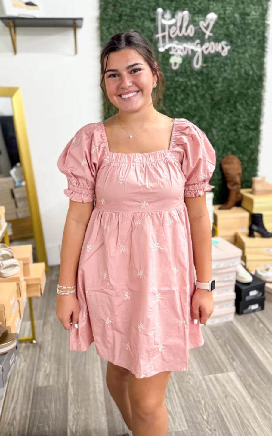 Blush Bow Detail Dress