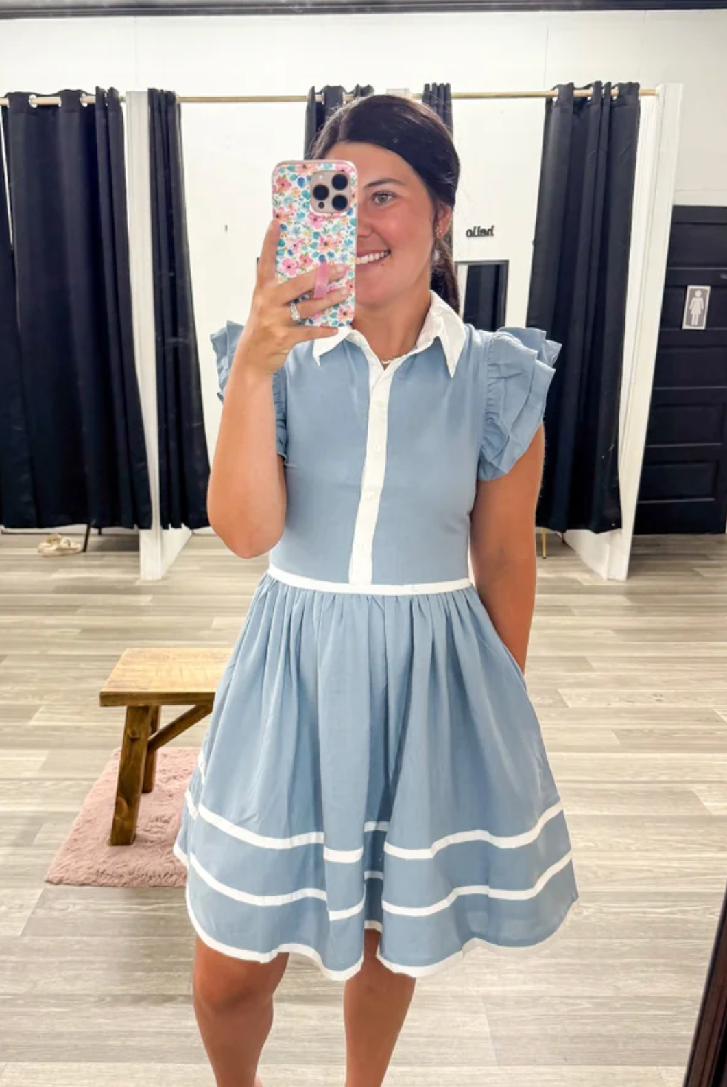 Dusty Blue Linen Dress