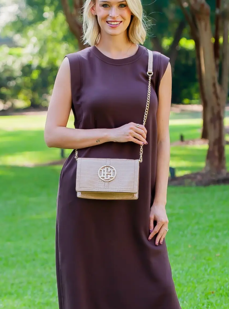 Cecilia Circle Logo Handbag Latte EC
