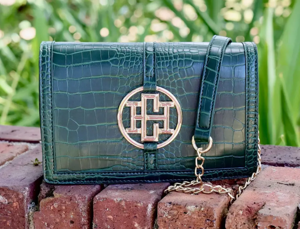 Cecilia Circle Logo Handbag Hunter Green EC