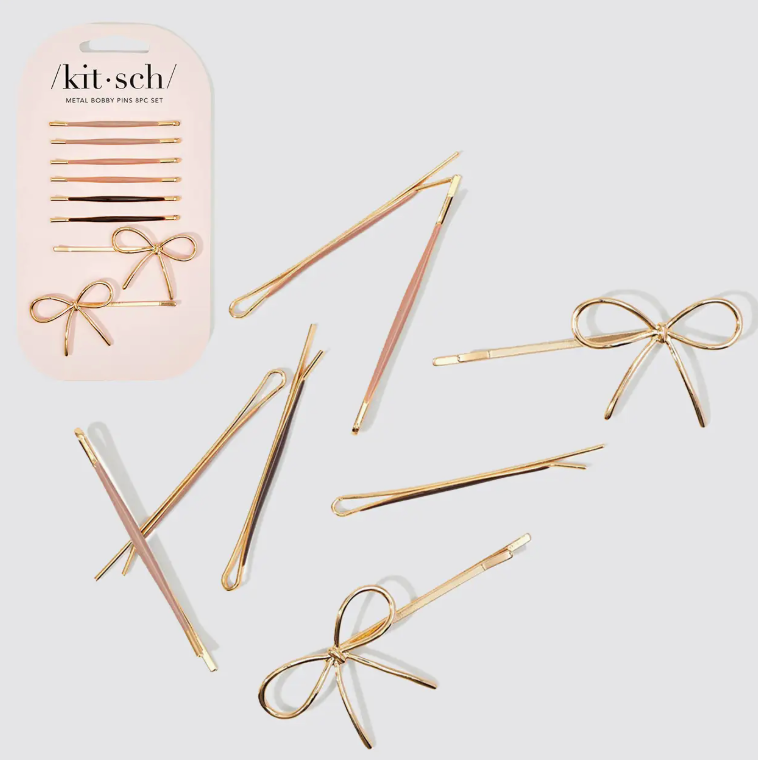Metal Enamel Cloud & Bow Bobby Pins 8pc Set