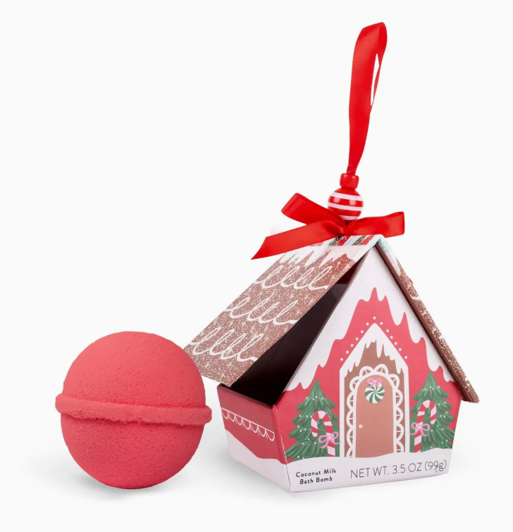 Bath Bomb Christmas Ornament House - Red