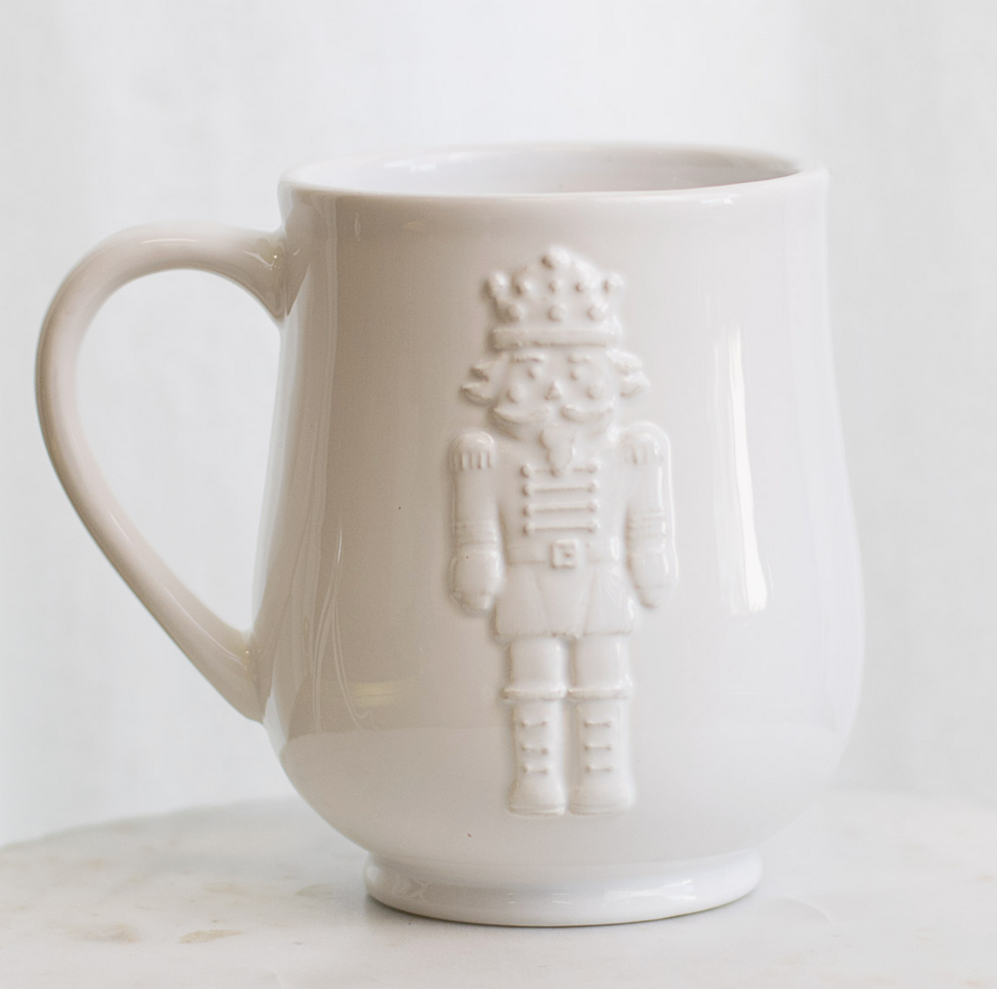 Nutcracker Embossed Coffee Mug White 18oz