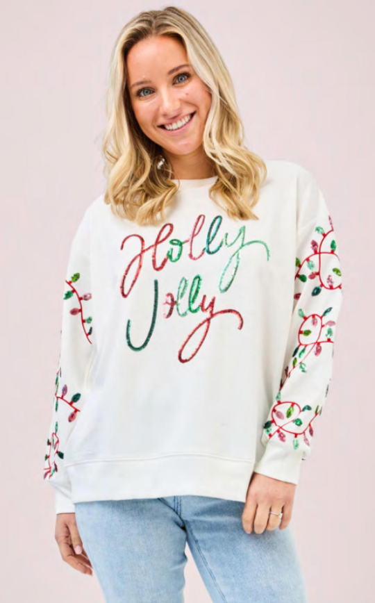 Holly Jolly Lights Sequin Sweatshirt