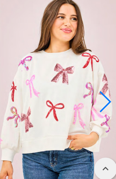 Holiday Bow Sequin Sweatshirt