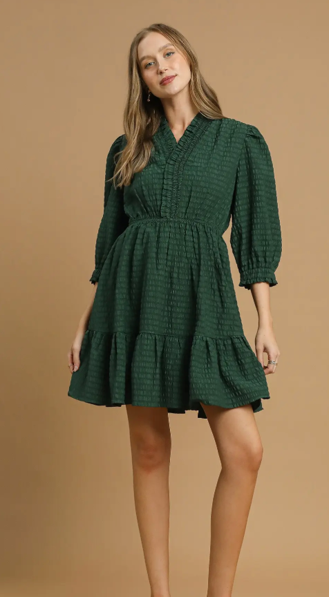 Green Textured Detail Dress