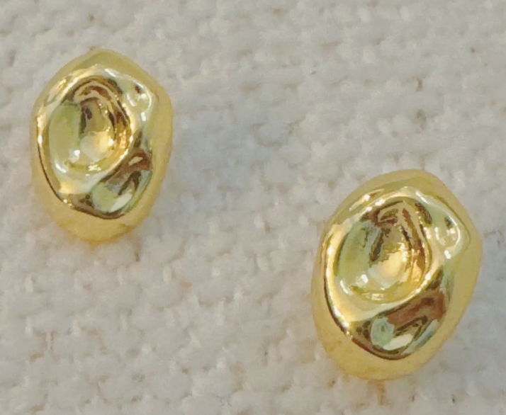 Gold Pebble Dome Stud Earrings