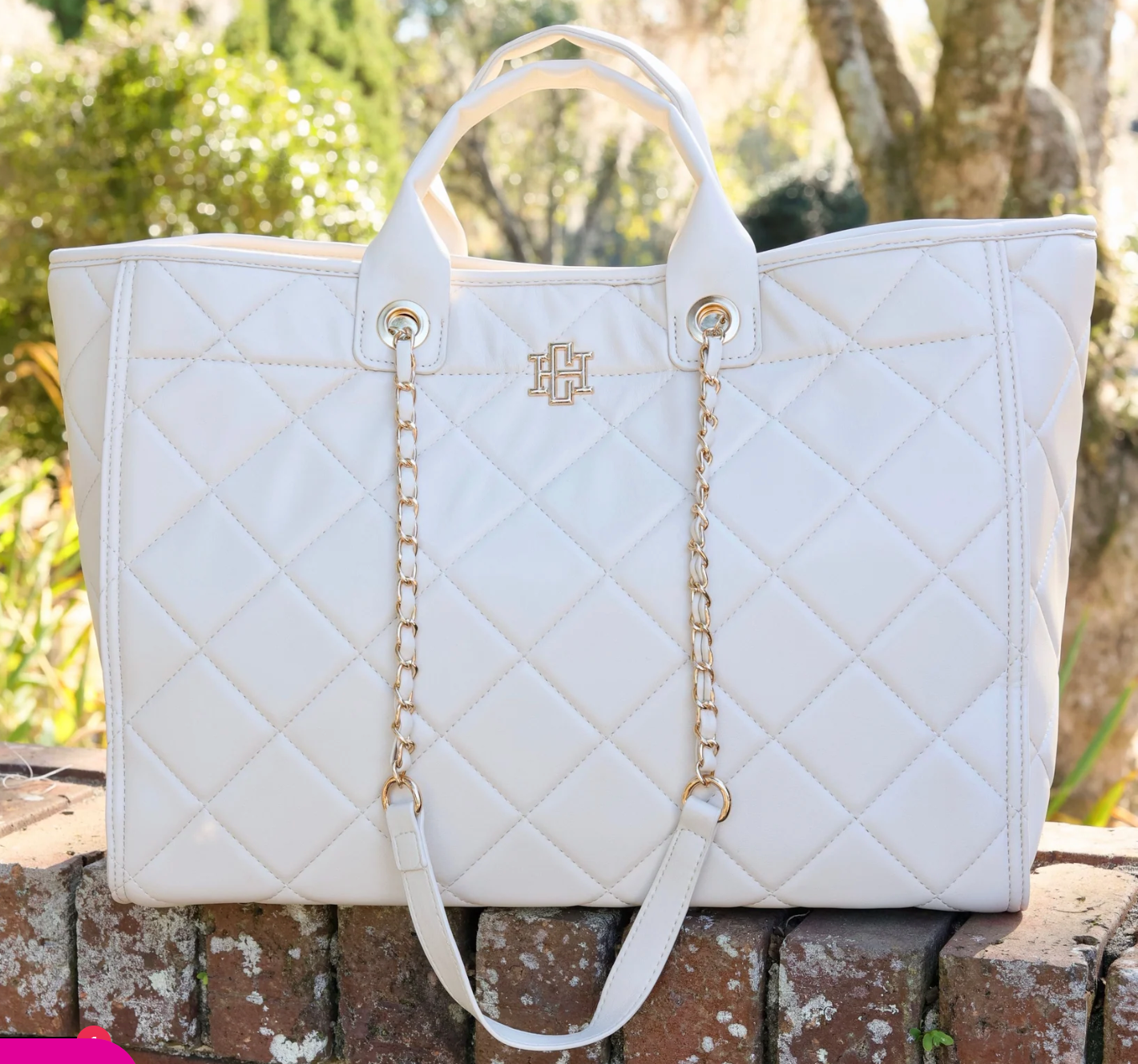 Cream Quilted Melissa Tote Bag