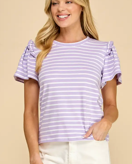 Lavender & Ivory Striped Top