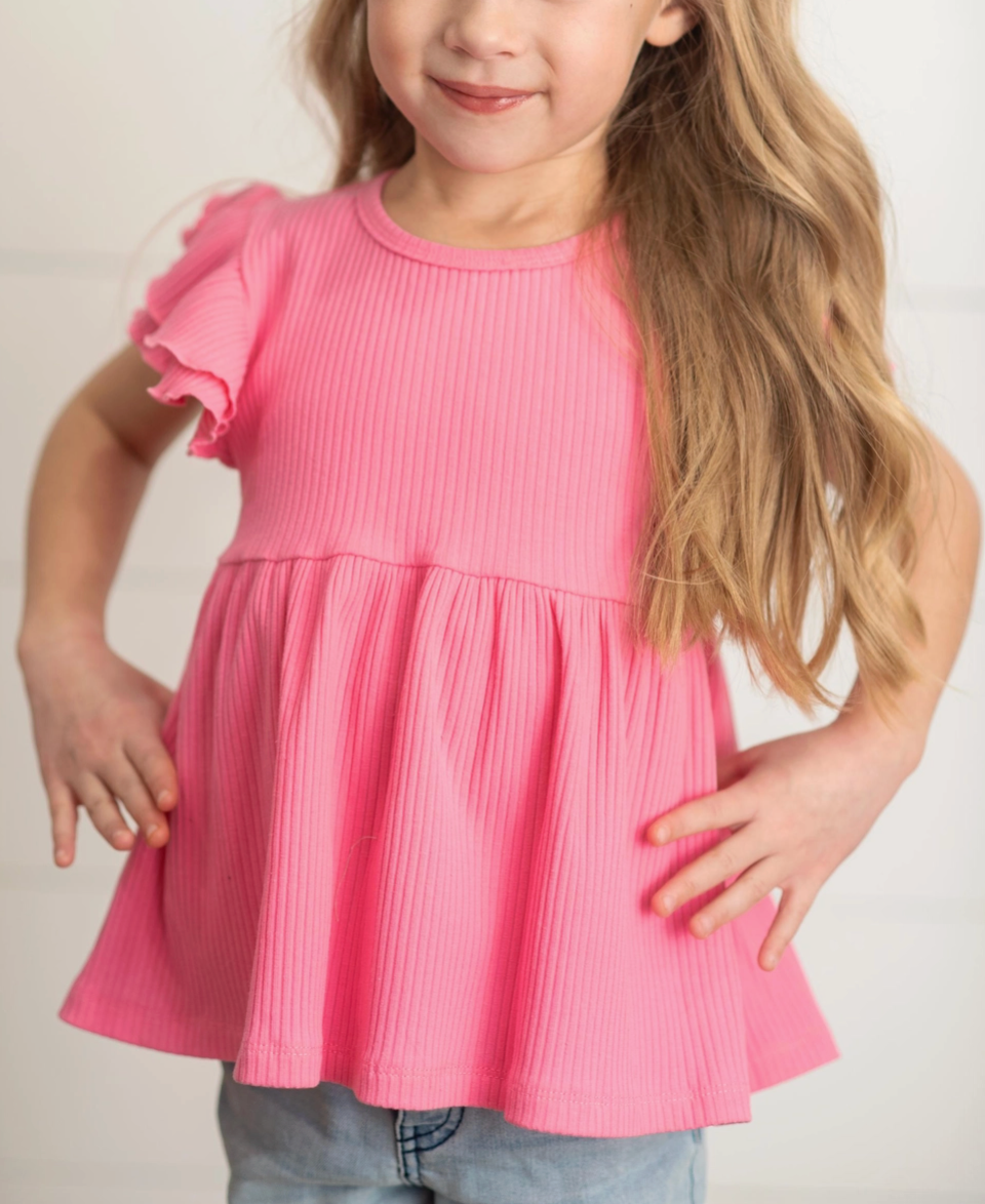Tween Pink Double Ruffle Top