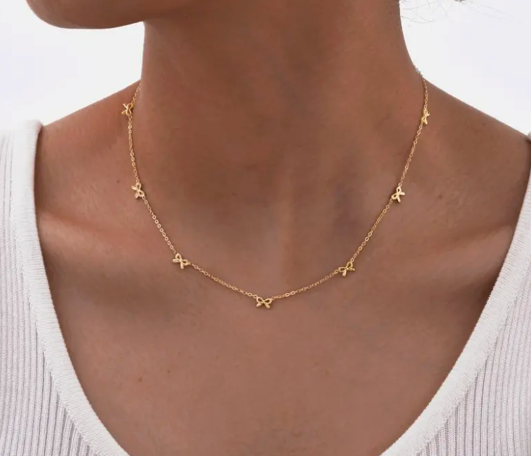 Gold Mini Bow Necklace