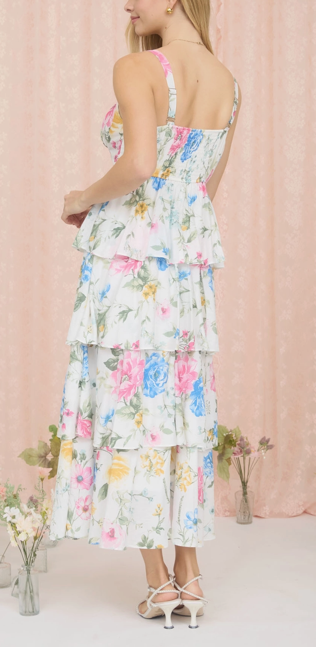 Floral Ruffle Tiered Midi Dress