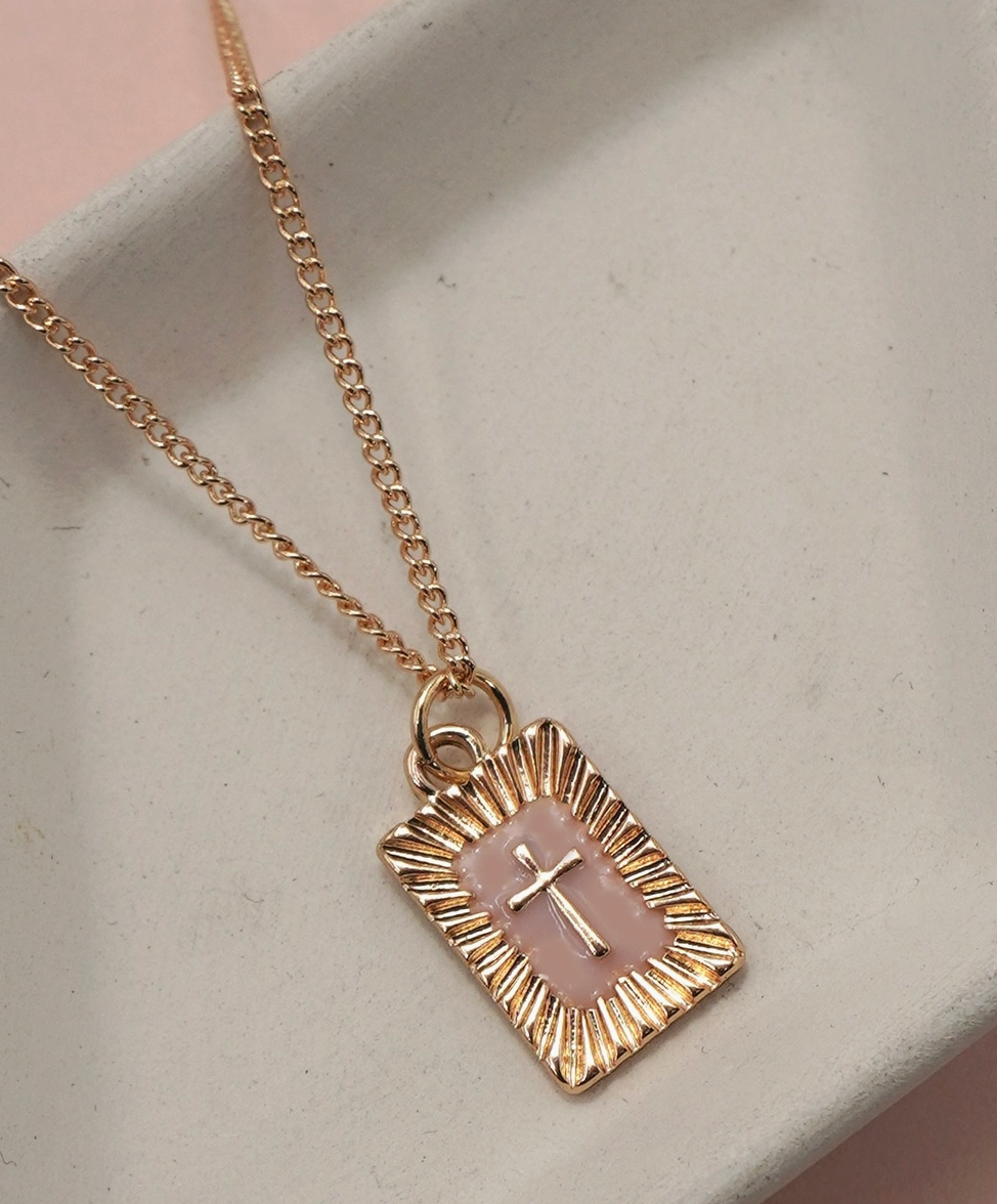 Sun Burst Cross Necklace