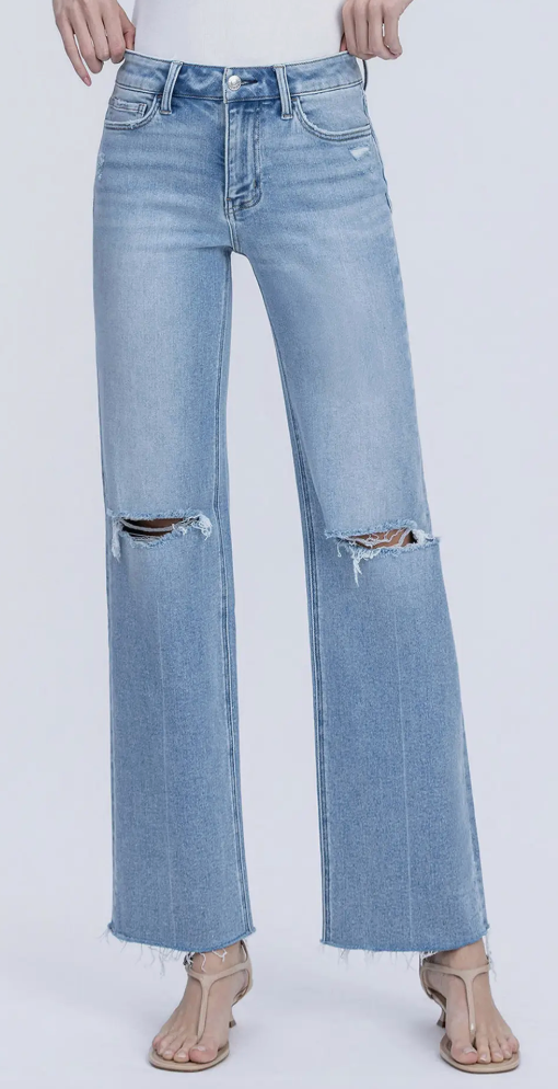 Carlee High Rise Slim Wide Jeans