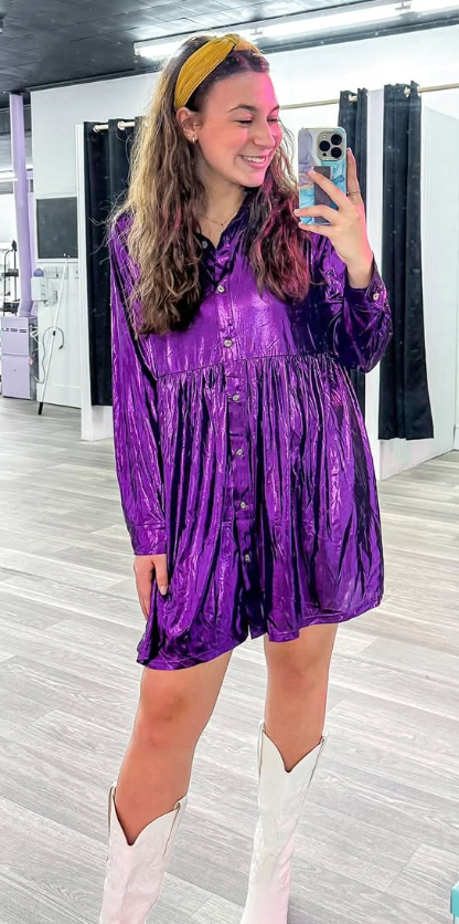Purple Metallic Dress