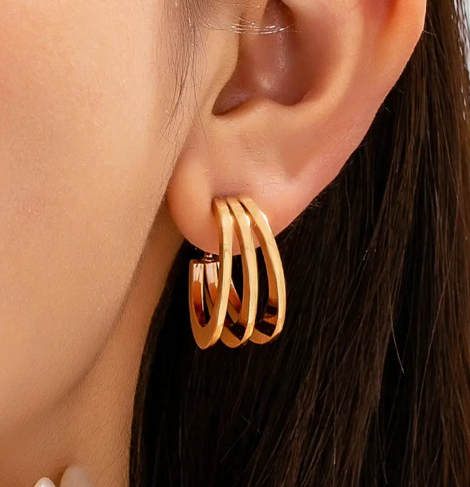 Triple Band Hoop Earrings