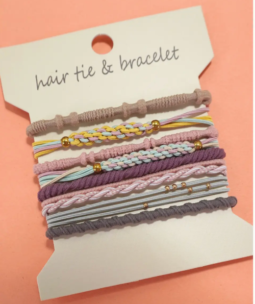 Boho Multi-Style Hair Tie Bracelet Set