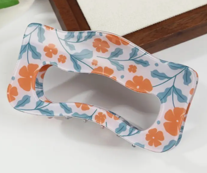 Orange Floral Hair Clip