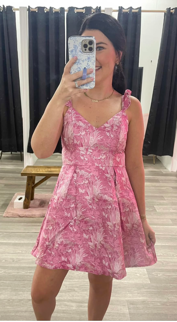 Pink Jacquard Dress